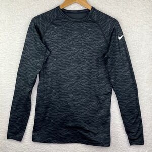 Nike Pro Combat Hyperwarm Dri-FIT Mens Long Sleeve Compression Shirt Grey Black